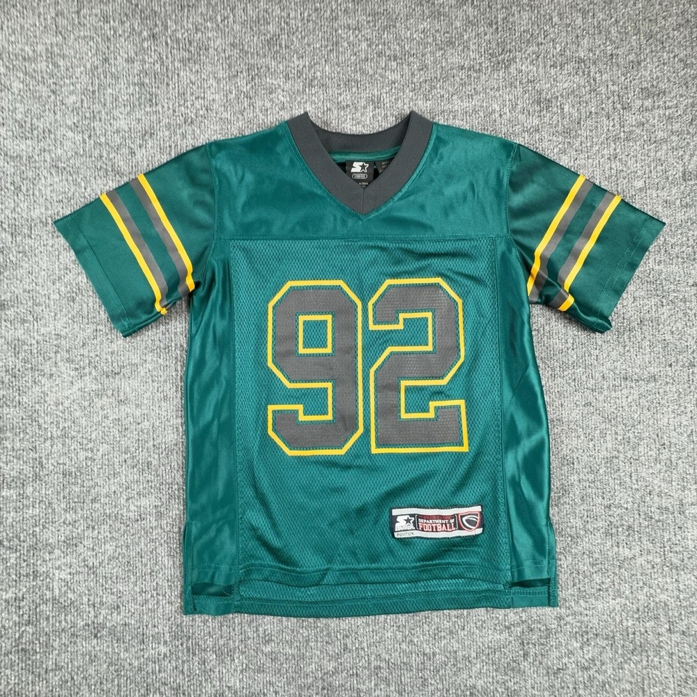 Starter Jersey Shirt Boys 10-12 Green 92 Mesh Football Team Graphic V Neck